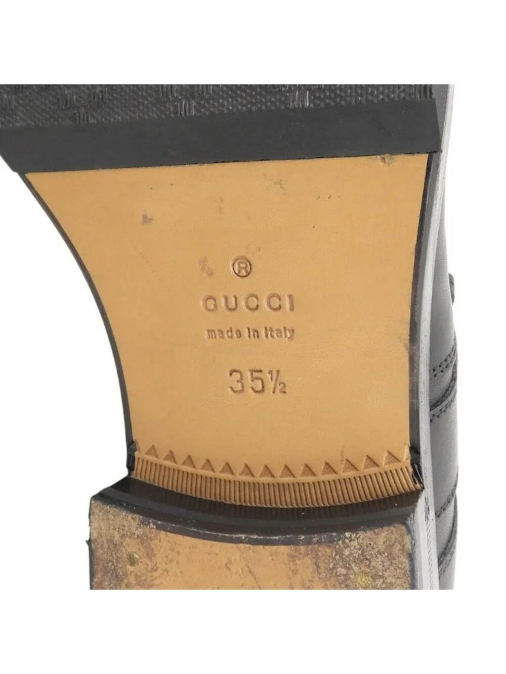 Gucci Leather Strap Biker Boots with Fleece 35.5 Black
